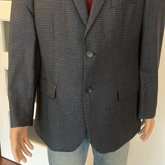 Pronto Uomo Platinum Mens Wool CLASSIC FIT CHECK TWO BUTTON WOOL SPORTCOAT- 44R - Picture 2 of 12